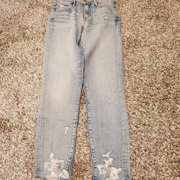 NWT Agolde Sophie High Rise Skinny Crop Jeans Vertigo Light Blue Distressed 24 - Picture 4 of 6